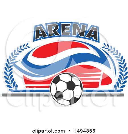 Clipart of a Soccer Ball and Arena Text Design - Royalty Free Vector Illustration by Vector Tradition SM