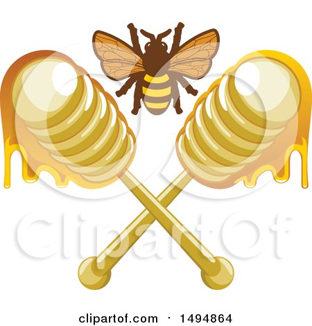 Clipart of a Honey Bee and Crossed Dippers - Royalty Free Vector Illustration by Vector Tradition SM
