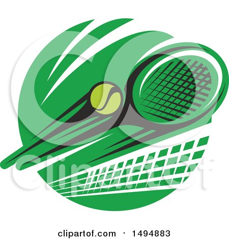 Clipart of a Tennis Ball, Racket and Net Design - Royalty Free Vector Illustration by Vector Tradition SM