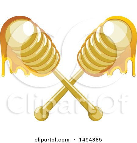 Clipart of Crossed Honey Dippers - Royalty Free Vector Illustration by Vector Tradition SM