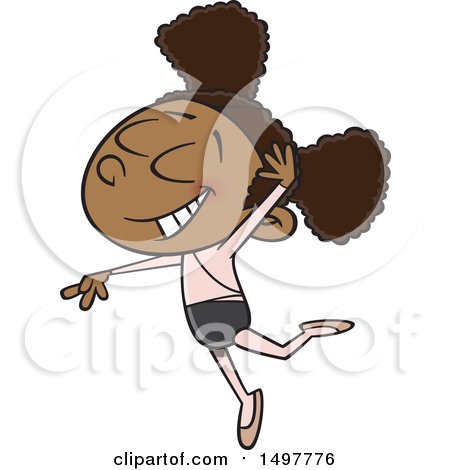 Clipart of a Cartoon African American Girl Ballerina Dancing - Royalty Free Vector Illustration by toonaday