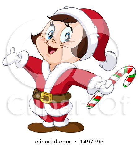 Clipart of a Christmas Girl in a Santa Suit - Royalty Free Vector Illustration by yayayoyo