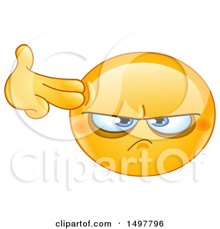 Clipart of a Yellow Emoji Pointing a Gun Hand Gesture to His Head - Royalty Free Vector Illustration by yayayoyo