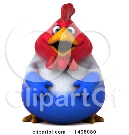 Clipart of a 3d Chubby French Chicken, on a White Background - Royalty Free Illustration by Julos