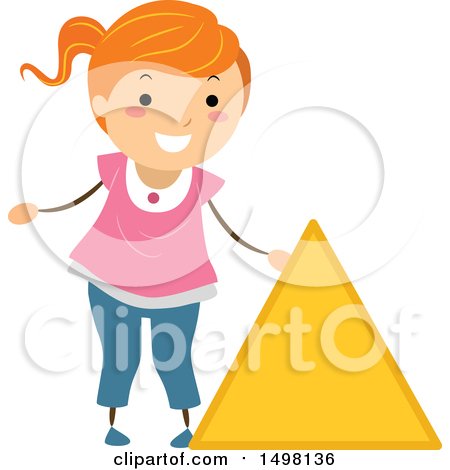 Clipart of a Girl with a Shape of a Triangle Circle - Royalty Free Vector Illustration by BNP Design Studio
