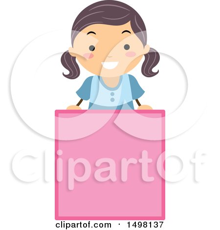 Clipart of a Girl with a Shape of a Square - Royalty Free Vector Illustration by BNP Design Studio