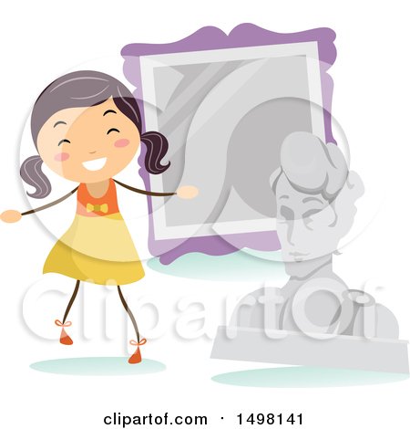 Clipart of a Happy Girl at a Museum for a Field Trip - Royalty Free Vector Illustration by BNP Design Studio
