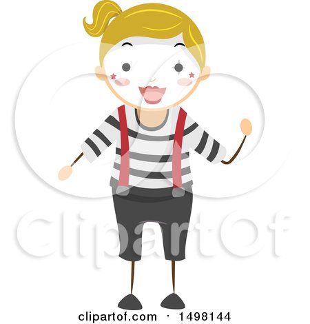 Clipart of a Girl in a Mime Pose - Royalty Free Vector Illustration by BNP Design Studio