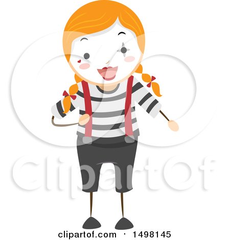 Clipart of a Girl in a Mime Pose - Royalty Free Vector Illustration by BNP Design Studio