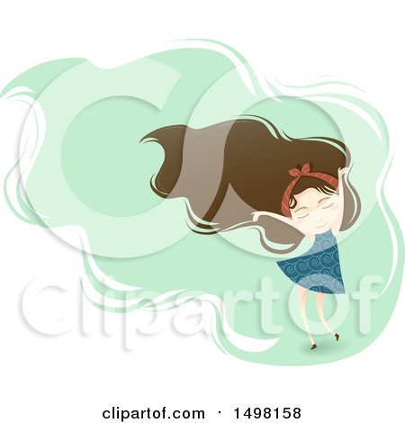 Clipart of a Free Spirited Girl Dancing - Royalty Free Vector Illustration by BNP Design Studio