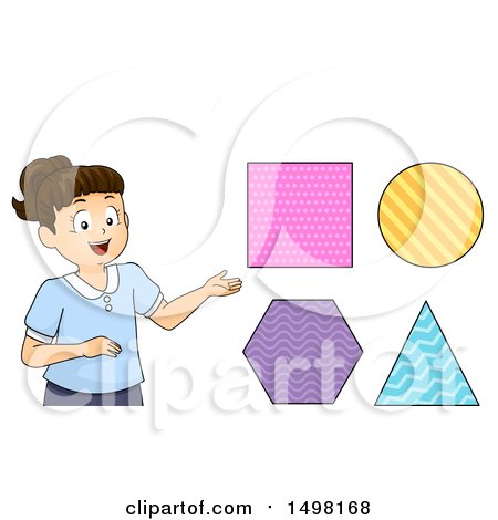 Clipart of a Girl Presenting Shapes - Royalty Free Vector Illustration by BNP Design Studio