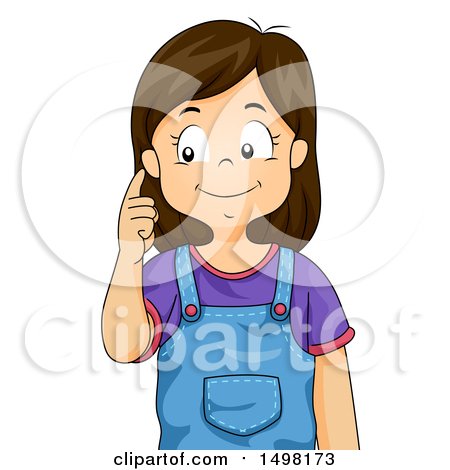 Clipart of a Girl Pointing to Her Ear - Royalty Free Vector Illustration by BNP Design Studio