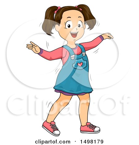 Clipart of a Girl Wiggling or Dancing - Royalty Free Vector Illustration by BNP Design Studio