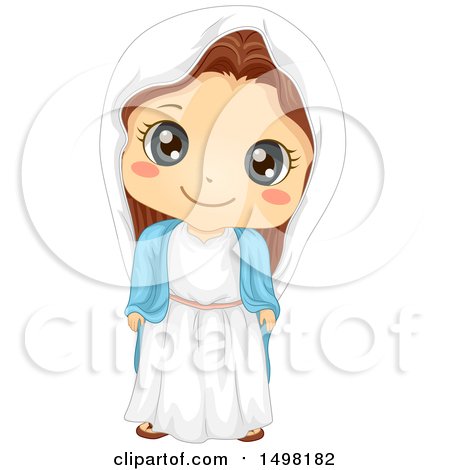 Clipart of a Girl in a Virgin Mary Costume - Royalty Free Vector Illustration by BNP Design Studio