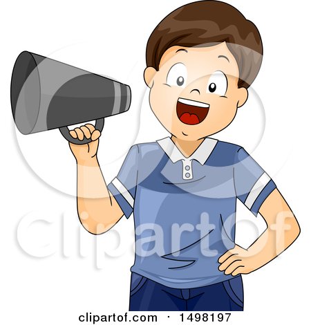 Clipart of a Boy Director Using a Megaphone - Royalty Free Vector Illustration by BNP Design Studio