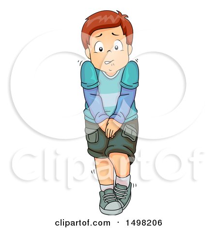 Clipart of a Boy Desperately Needing to Go to the Restroom - Royalty Free Vector Illustration by BNP Design Studio