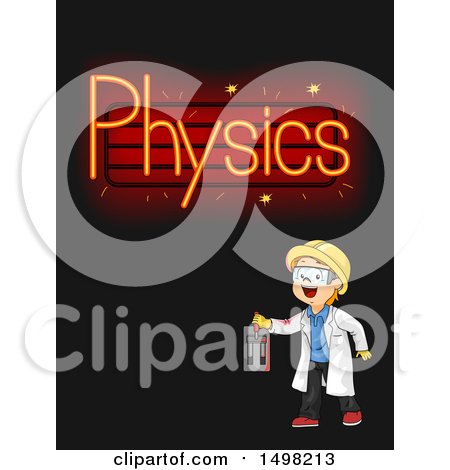 Clipart of a Boy Switching Neon Physics Lights on - Royalty Free Vector Illustration by BNP Design Studio