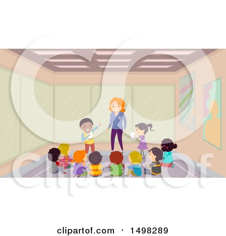 Clipart of a Teacher and Students in an Acting Class - Royalty Free Vector Illustration by BNP Design Studio