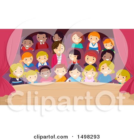Clipart of a Stage with a View of the Crowded Audience - Royalty Free Vector Illustration by BNP Design Studio