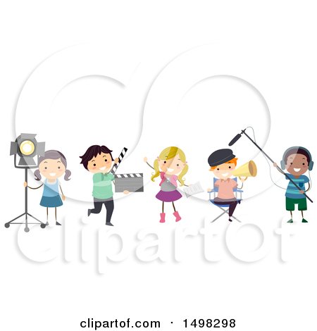 Clipart of a Drama Class Team in Different Movie Filming Roles - Royalty Free Vector Illustration by BNP Design Studio