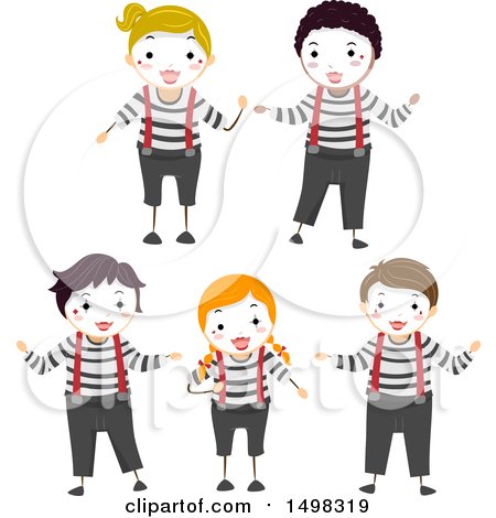 Clipart of Boys and Girls in a Mime Pose - Royalty Free Vector Illustration by BNP Design Studio