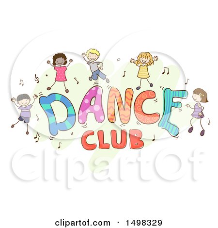 Clipart of a Dance Club Design with Children - Royalty Free Vector Illustration by BNP Design Studio