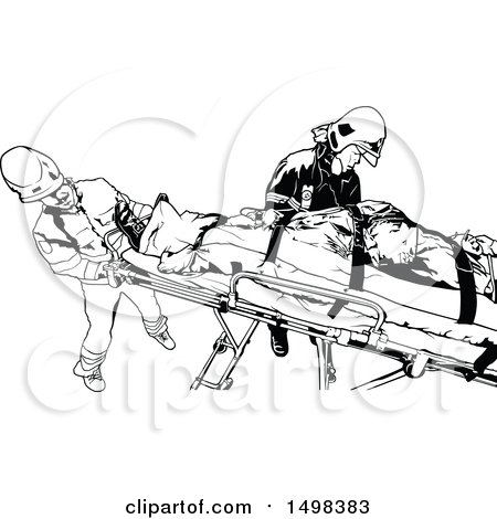Clipart of a First Responder Paramedics Team Tending to a Patient - Royalty Free Vector Illustration by dero