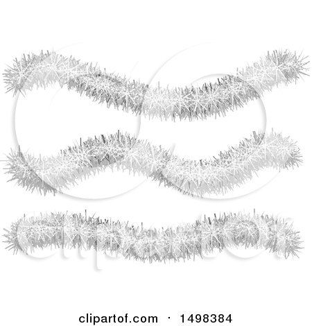 Clipart of Silver Christmas Tinsel Garland Decorations - Royalty Free Vector Illustration by dero