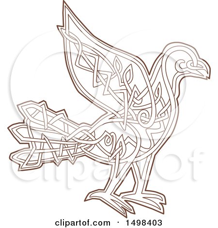 Clipart of a Celtic Styled Dove - Royalty Free Vector Illustration by patrimonio