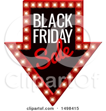 Clipart of a Illuminated Marquee Arrow Sign with Black Friday Sale Text - Royalty Free Vector Illustration by AtStockIllustration