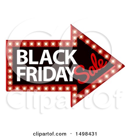 Clipart of a Black Friday Sale Arrow Marquee Sign - Royalty Free Vector Illustration by AtStockIllustration