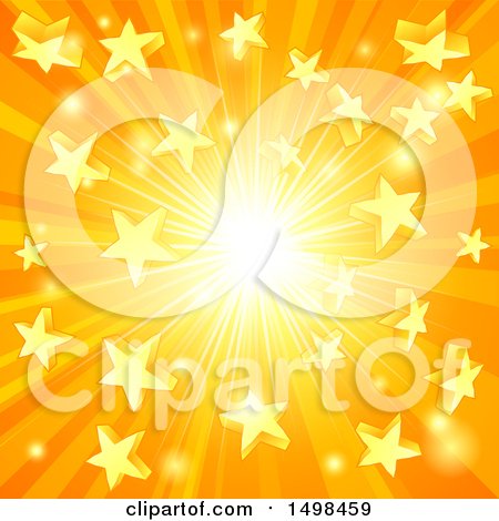 Clipart of a Star Burst Sunset Background - Royalty Free Vector Illustration by AtStockIllustration