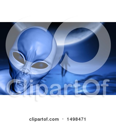 Clipart of a 3d Evil Alien - Royalty Free Illustration by KJ Pargeter
