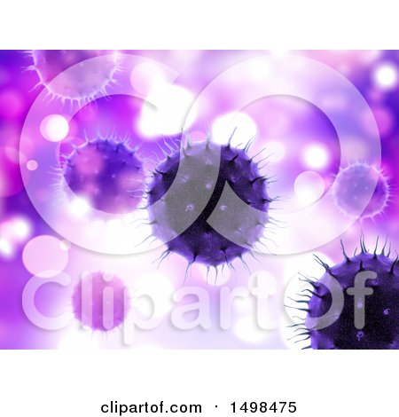 Clipart of a Background of 3d Purple Virus Cells - Royalty Free Illustration by KJ Pargeter