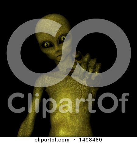 Clipart of a 3d Alien Pointing - Royalty Free Illustration by KJ Pargeter