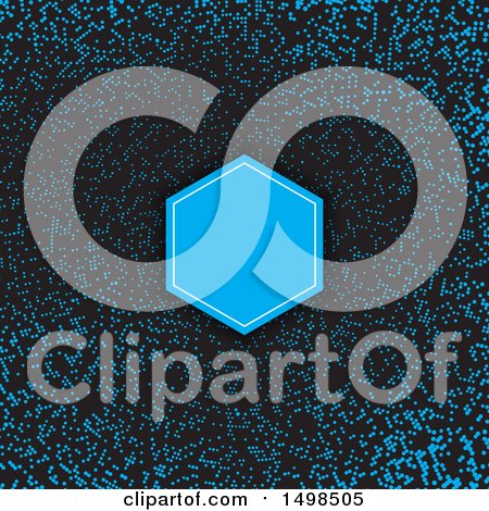 Clipart of a Frame on a Blue and Black Halftone Dot Background - Royalty Free Vector Illustration by KJ Pargeter