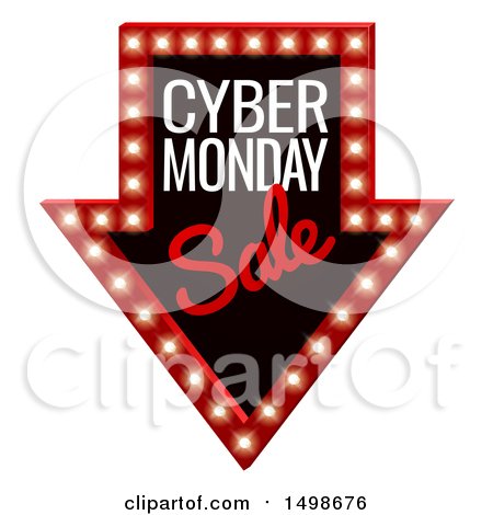 Clipart of a 3d Marquee Sign with Cyber Monday Sale Text - Royalty Free Vector Illustration by AtStockIllustration