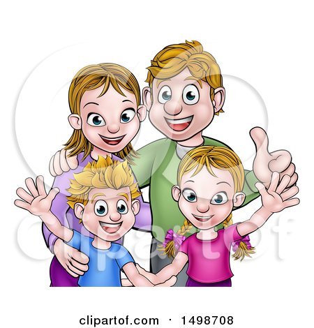 Clipart of a Cartoon Caucasian Brother and Sister with Their Mom and Dad - Royalty Free Vector Illustration by AtStockIllustration