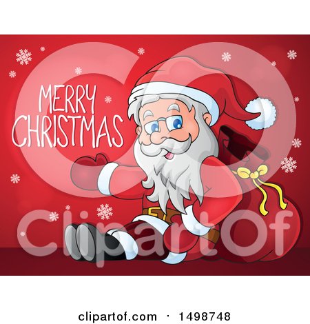 Clipart of a Merry Christmas Greeting and Santa - Royalty Free Vector Illustration by visekart