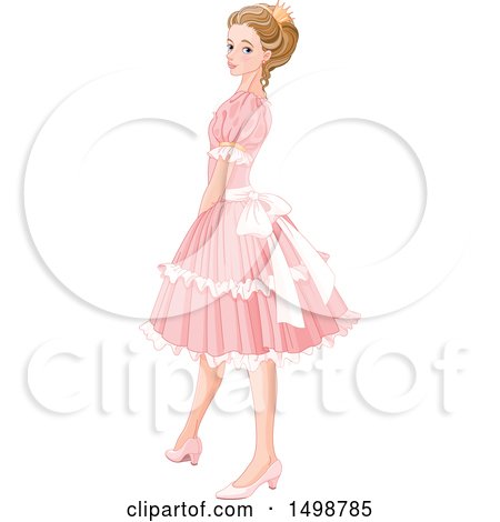 Clipart of a Princess in a Pink Dress - Royalty Free Vector Illustration by Pushkin