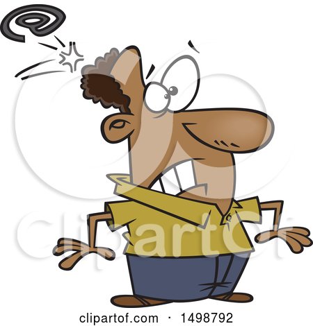 Clipart of a Cartoon African American Man Being Whacked with an Email Symbol - Royalty Free Vector Illustration by toonaday