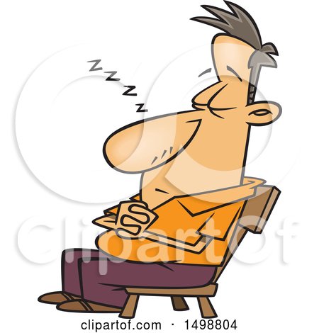 Clipart of a Cartoon Caucasian Man Nodding off in a Chair - Royalty Free Vector Illustration by toonaday