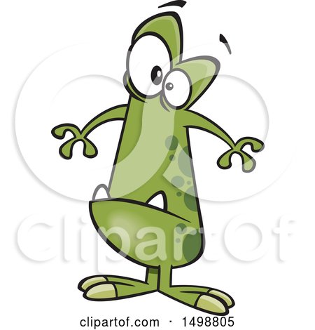 Clipart of a Cartoon Puny Green Monster - Royalty Free Vector Illustration by toonaday