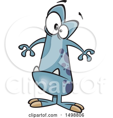 Clipart of a Cartoon Puny Blue Monster - Royalty Free Vector Illustration by toonaday
