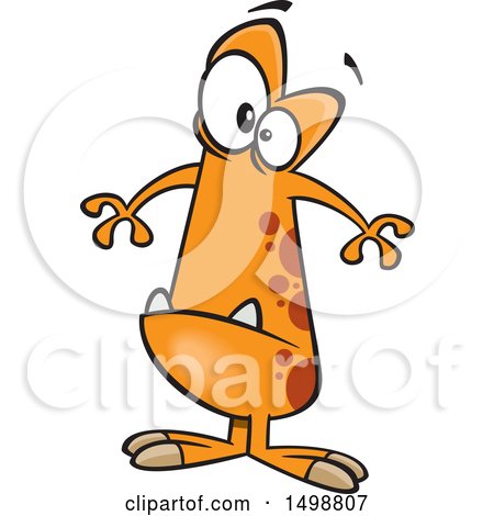 Clipart of a Cartoon Puny Orange Monster - Royalty Free Vector Illustration by toonaday