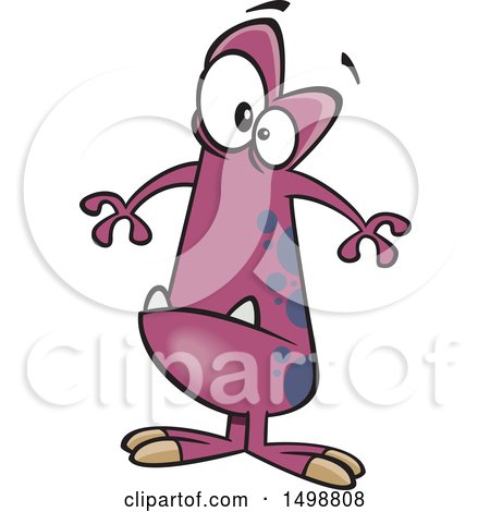 Clipart of a Cartoon Puny Purple Monster - Royalty Free Vector Illustration by toonaday