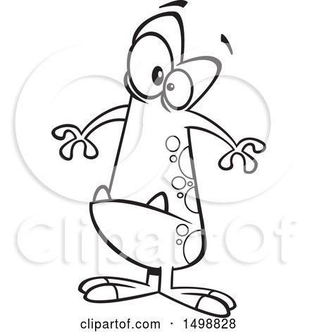 Clipart of a Cartoon Lineart Puny Monster - Royalty Free Vector Illustration by toonaday
