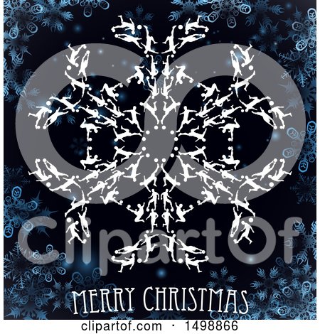 Clipart of a Merry Christmas Greeting with Soccer Players Forming a Snowflake - Royalty Free Vector Illustration by AtStockIllustration