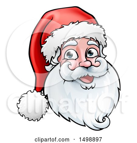 Clipart of a Jolly Christmas Santa Claus Face - Royalty Free Vector Illustration by AtStockIllustration
