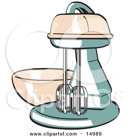 Pink And Green Electric Kitchen Mixer Retro Clipart Illustration by Andy Nortnik